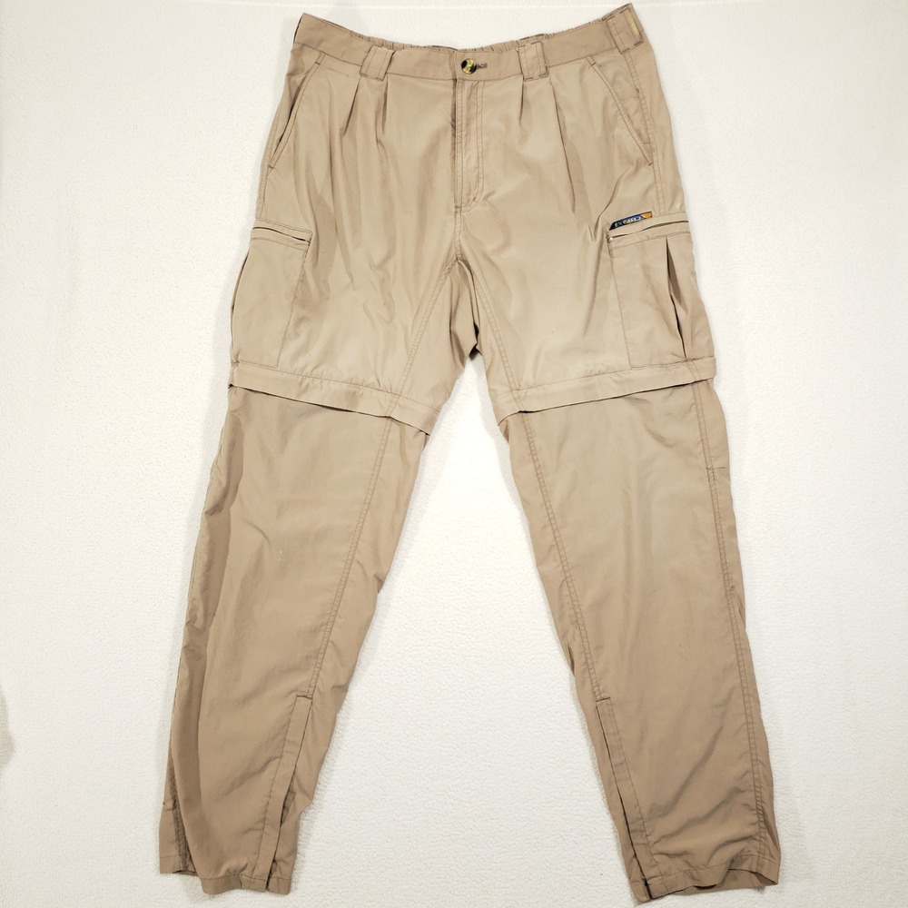 ExOfficio Convertible Pants Mens Large Tan Nylon Cargo Hiking Zip‎ Off Shorts